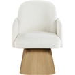 Meridian Furniture Marlowe Cream Linen Textured Fabric Swivel Dining Arm Chair