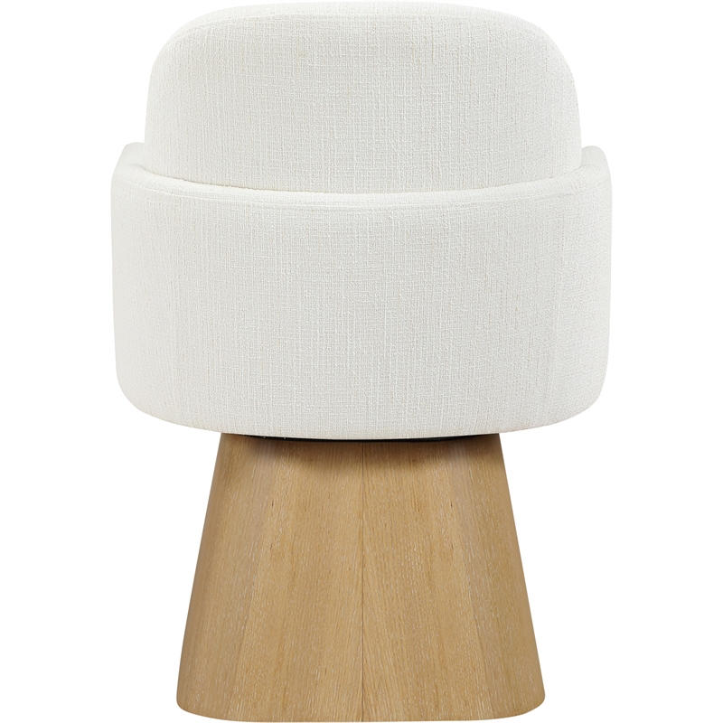 Meridian Furniture Marlowe Cream Linen Textured Fabric Swivel Dining Arm Chair