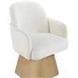 Meridian Furniture Marlowe Cream Linen Textured Fabric Swivel Dining Arm Chair