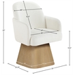 Meridian Furniture Marlowe Cream Linen Textured Fabric Swivel Dining Arm Chair