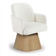 Meridian Furniture Marlowe Cream Linen Textured Fabric Swivel Dining Arm Chair