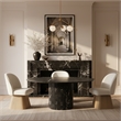 Meridian Furniture Marlowe Cream Linen Textured Fabric Swivel Dining Side Chair