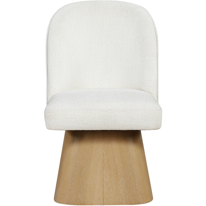 Meridian Furniture Marlowe Cream Linen Textured Fabric Swivel Dining Side Chair
