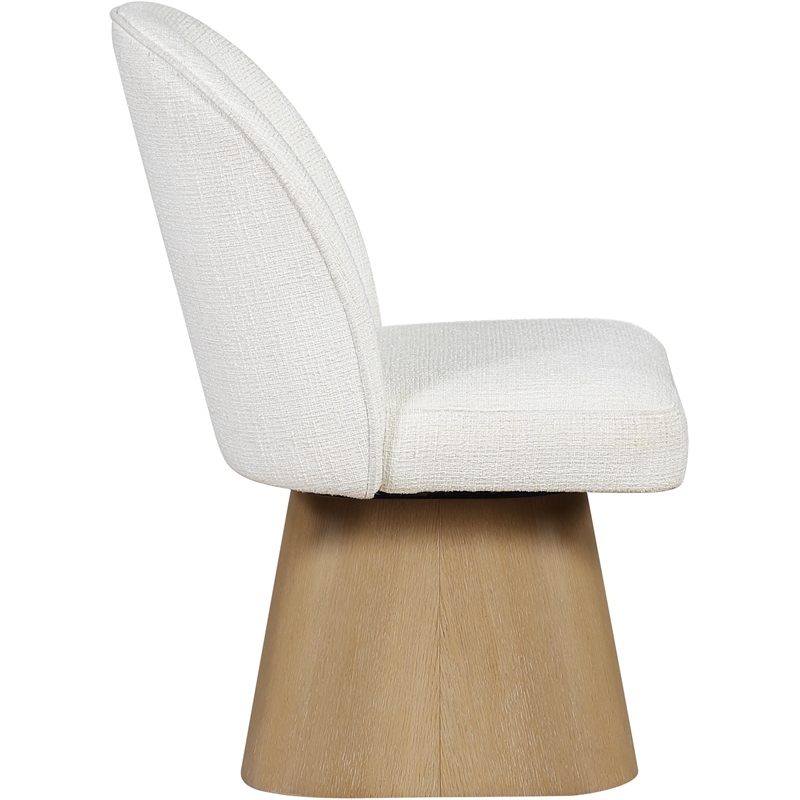 Meridian Furniture Marlowe Cream Linen Textured Fabric Swivel Dining Side Chair