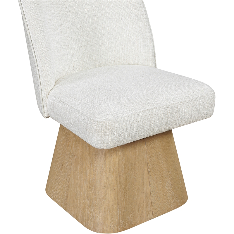 Meridian Furniture Marlowe Cream Linen Textured Fabric Swivel Dining Side Chair
