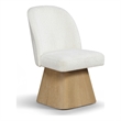 Meridian Furniture Marlowe Cream Linen Textured Fabric Swivel Dining Side Chair