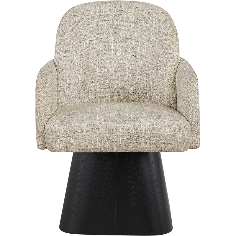 Meridian Furniture Marlowe Beige Linen Textured Fabric Swivel Dining Arm Chair