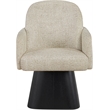 Meridian Furniture Marlowe Beige Linen Textured Fabric Swivel Dining Arm Chair