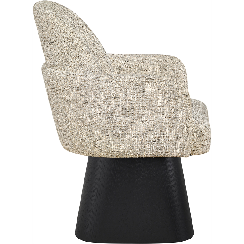 Meridian Furniture Marlowe Beige Linen Textured Fabric Swivel Dining Arm Chair