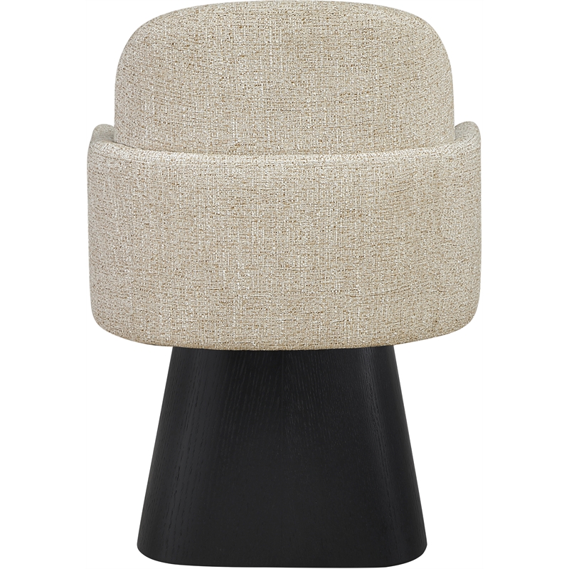 Meridian Furniture Marlowe Beige Linen Textured Fabric Swivel Dining Arm Chair