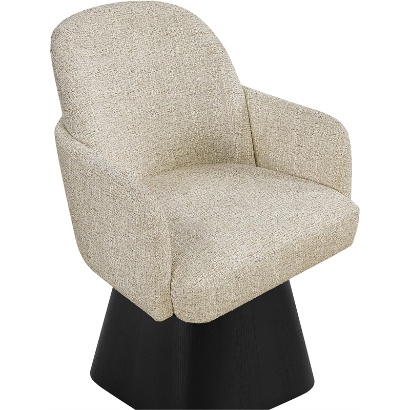 Meridian Furniture Marlowe Beige Linen Textured Fabric Swivel Dining Arm Chair