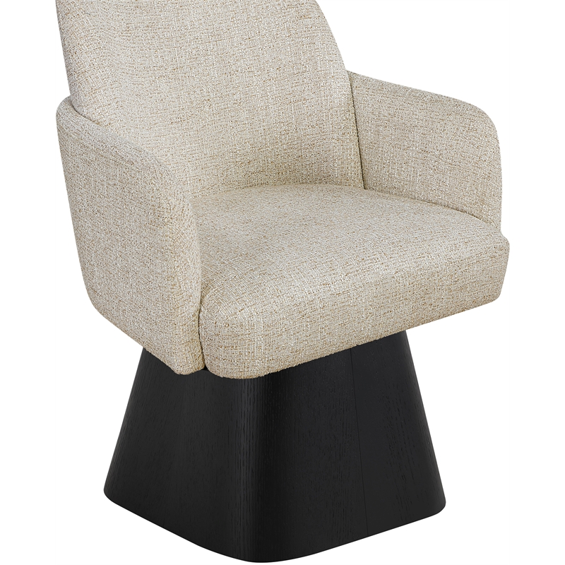 Meridian Furniture Marlowe Beige Linen Textured Fabric Swivel Dining Arm Chair