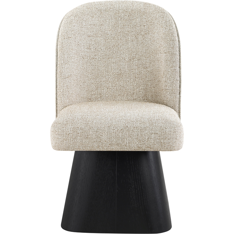 Meridian Furniture Marlowe Beige Linen Textured Fabric Swivel Dining Side Chair
