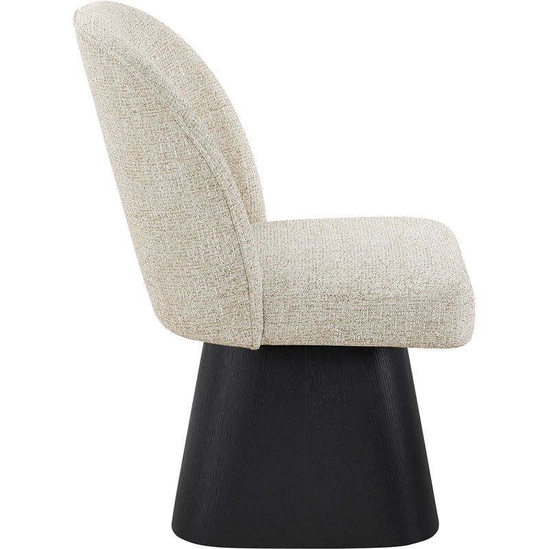 Meridian Furniture Marlowe Beige Linen Textured Fabric Swivel Dining Side Chair