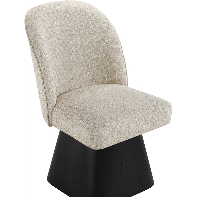Meridian Furniture Marlowe Beige Linen Textured Fabric Swivel Dining Side Chair
