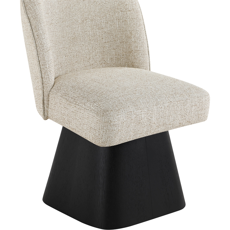 Meridian Furniture Marlowe Beige Linen Textured Fabric Swivel Dining Side Chair