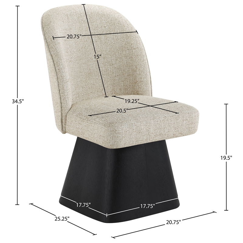 Meridian Furniture Marlowe Beige Linen Textured Fabric Swivel Dining Side Chair