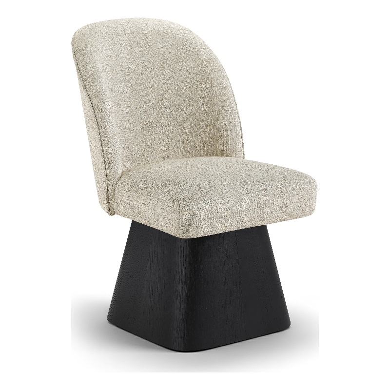 Meridian Furniture Marlowe Beige Linen Textured Fabric Swivel Dining Side Chair