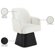 Meridian Furniture Marlowe Cream Linen Textured Fabric Swivel Dining Arm Chair