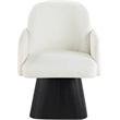 Meridian Furniture Marlowe Cream Linen Textured Fabric Swivel Dining Arm Chair