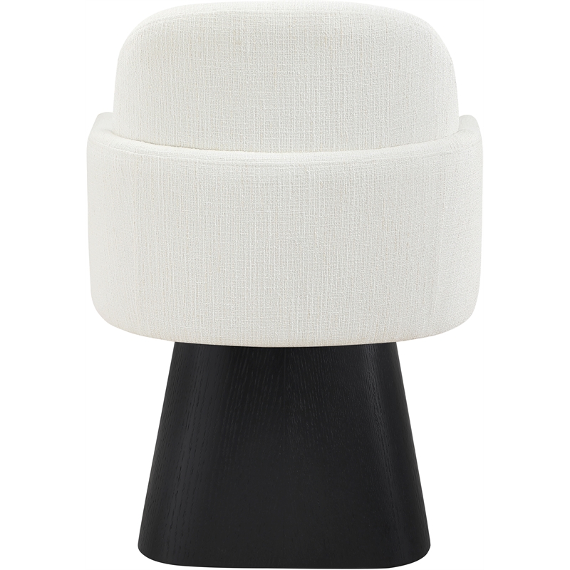 Meridian Furniture Marlowe Cream Linen Textured Fabric Swivel Dining Arm Chair