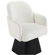 Meridian Furniture Marlowe Cream Linen Textured Fabric Swivel Dining Arm Chair