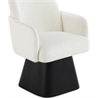 Meridian Furniture Marlowe Cream Linen Textured Fabric Swivel Dining Arm Chair