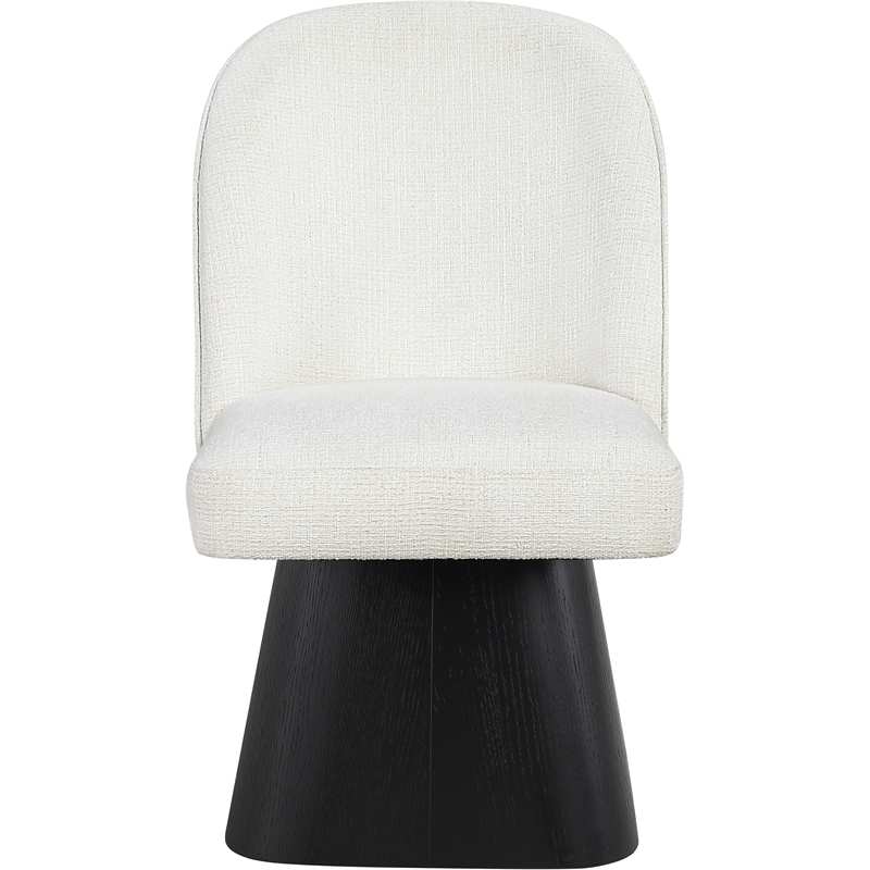 Meridian Furniture Marlowe Cream Linen Textured Fabric Swivel Dining Side Chair