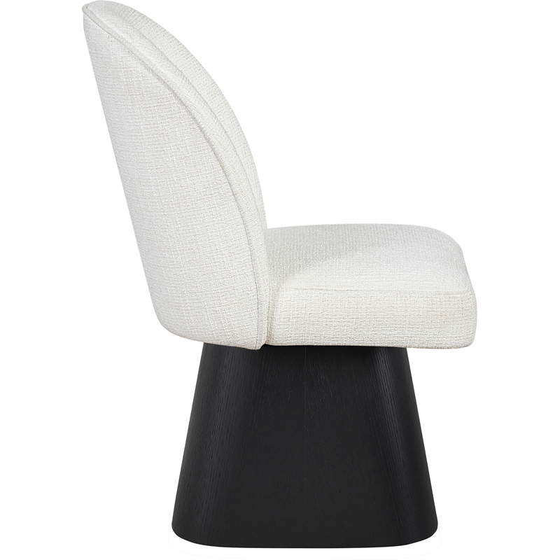 Meridian Furniture Marlowe Cream Linen Textured Fabric Swivel Dining Side Chair