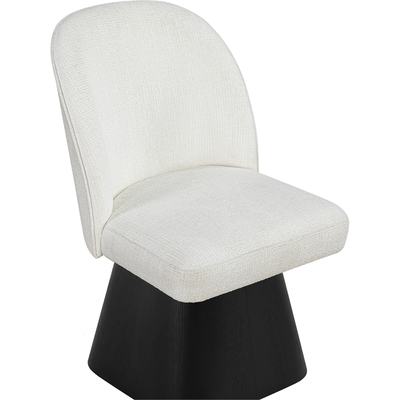 Meridian Furniture Marlowe Cream Linen Textured Fabric Swivel Dining Side Chair
