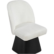Meridian Furniture Marlowe Cream Linen Textured Fabric Swivel Dining Side Chair