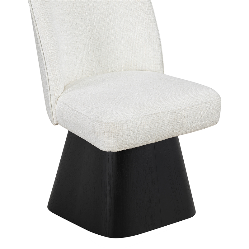 Meridian Furniture Marlowe Cream Linen Textured Fabric Swivel Dining Side Chair