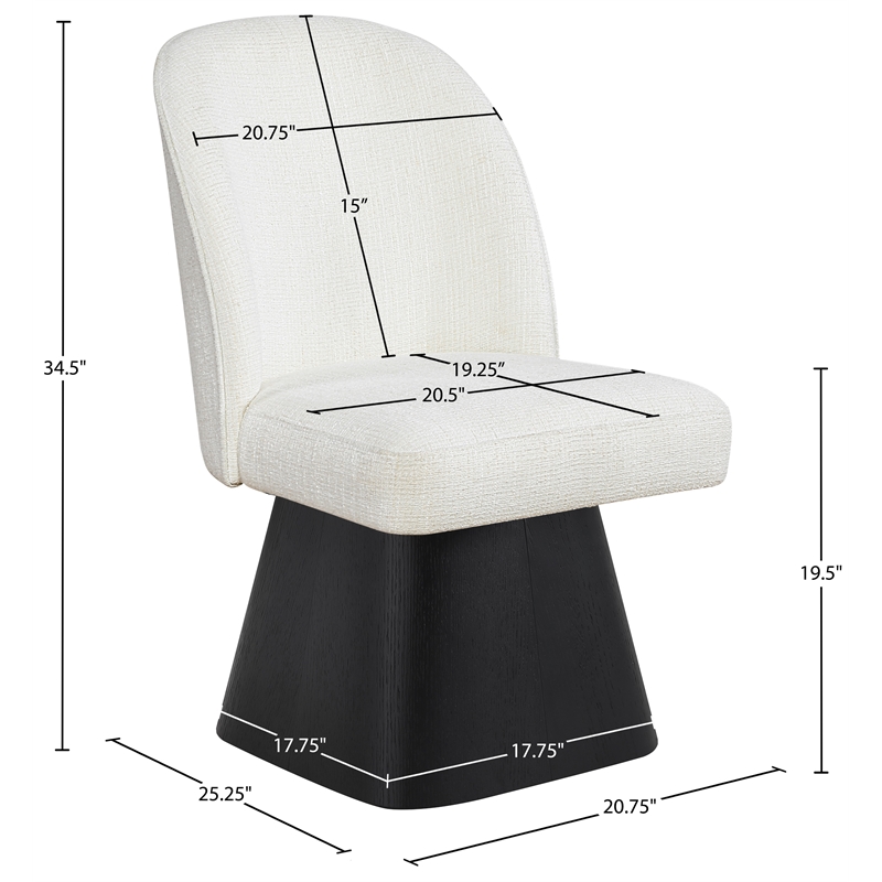 Meridian Furniture Marlowe Cream Linen Textured Fabric Swivel Dining Side Chair