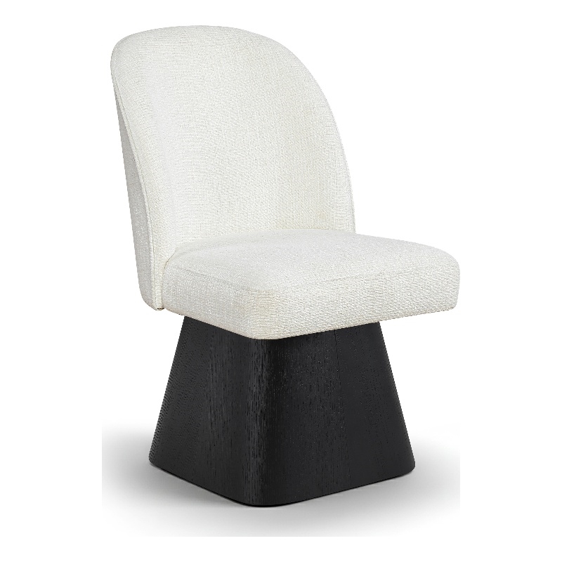 Meridian Furniture Marlowe Cream Linen Textured Fabric Swivel Dining Side Chair