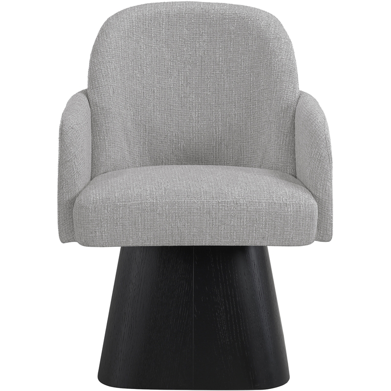Meridian Furniture Marlowe Grey Linen Textured Fabric Swivel Dining Arm Chair