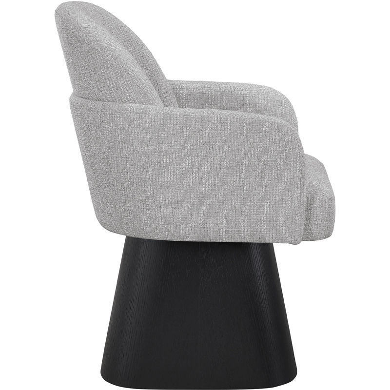 Meridian Furniture Marlowe Grey Linen Textured Fabric Swivel Dining Arm Chair