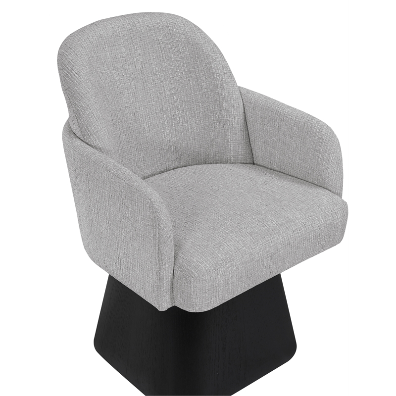 Meridian Furniture Marlowe Grey Linen Textured Fabric Swivel Dining Arm Chair