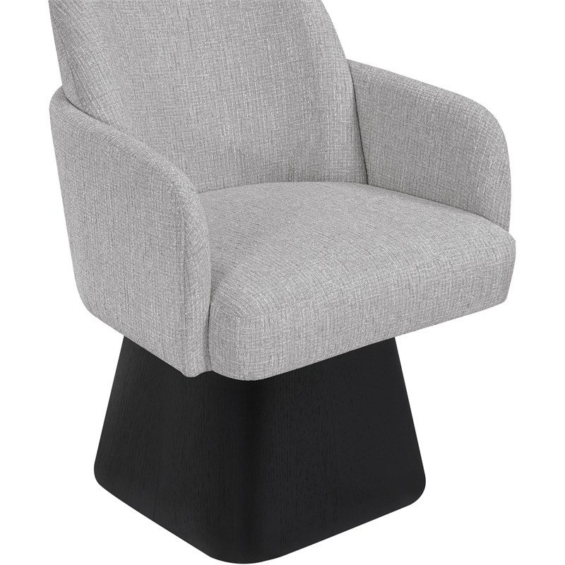 Meridian Furniture Marlowe Grey Linen Textured Fabric Swivel Dining Arm Chair