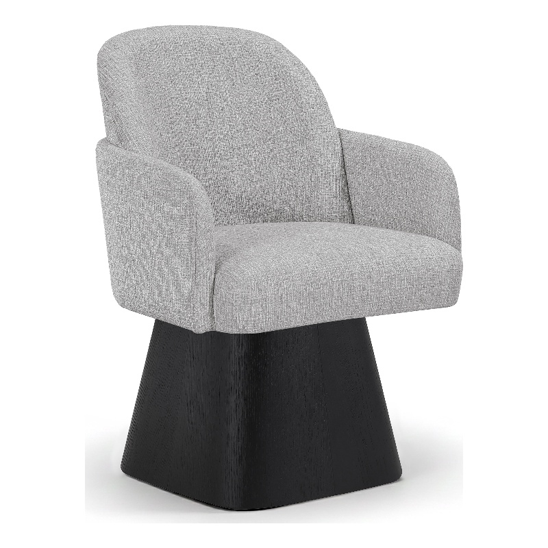 Meridian Furniture Marlowe Grey Linen Textured Fabric Swivel Dining Arm Chair