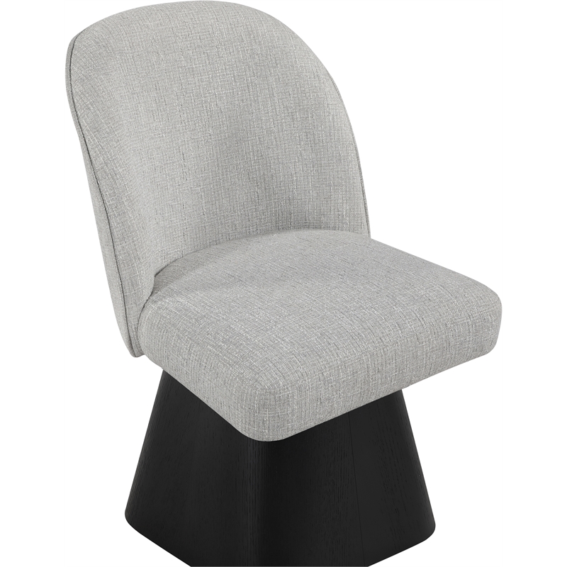 Meridian Furniture Marlowe Grey Linen Textured Fabric Swivel Dining Side Chair