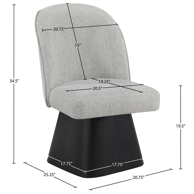 Meridian Furniture Marlowe Grey Linen Textured Fabric Swivel Dining Side Chair
