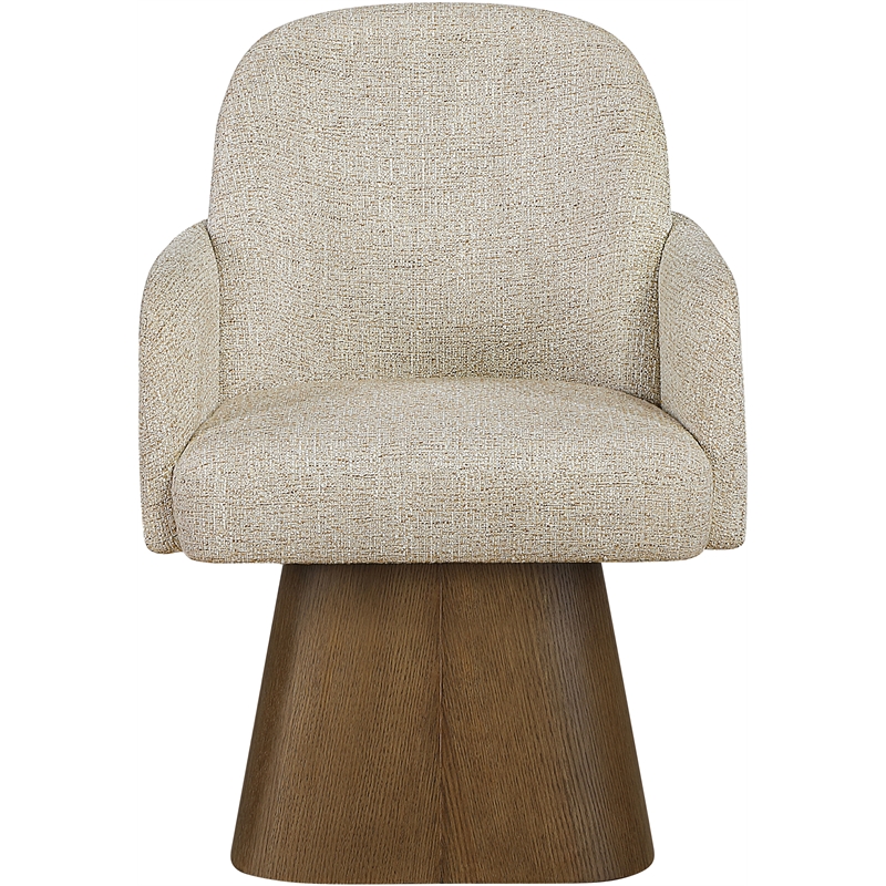 Meridian Furniture Marlowe Beige Linen Textured Fabric Swivel Dining Arm Chair