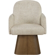 Meridian Furniture Marlowe Beige Linen Textured Fabric Swivel Dining Arm Chair