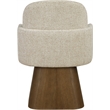 Meridian Furniture Marlowe Beige Linen Textured Fabric Swivel Dining Arm Chair