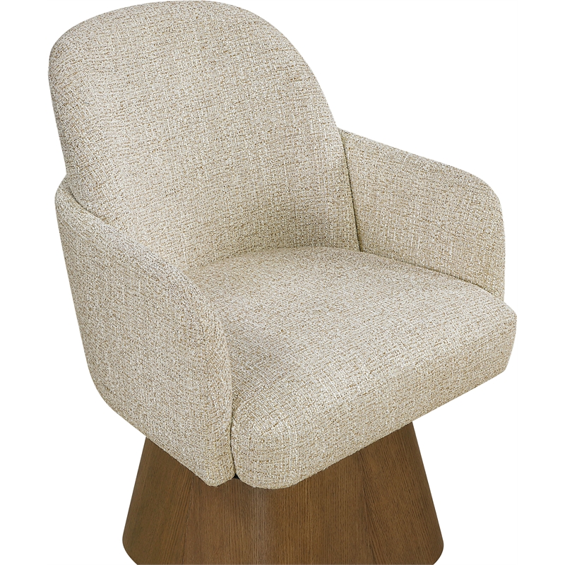 Meridian Furniture Marlowe Beige Linen Textured Fabric Swivel Dining Arm Chair