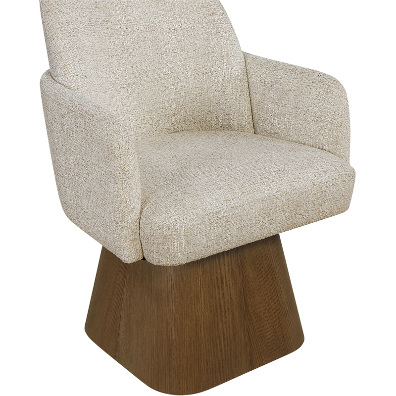 Meridian Furniture Marlowe Beige Linen Textured Fabric Swivel Dining Arm Chair