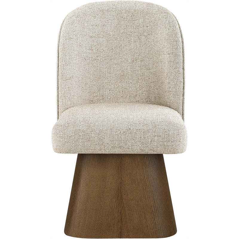 Meridian Furniture Marlowe Beige Linen Textured Fabric Swivel Dining Side Chair