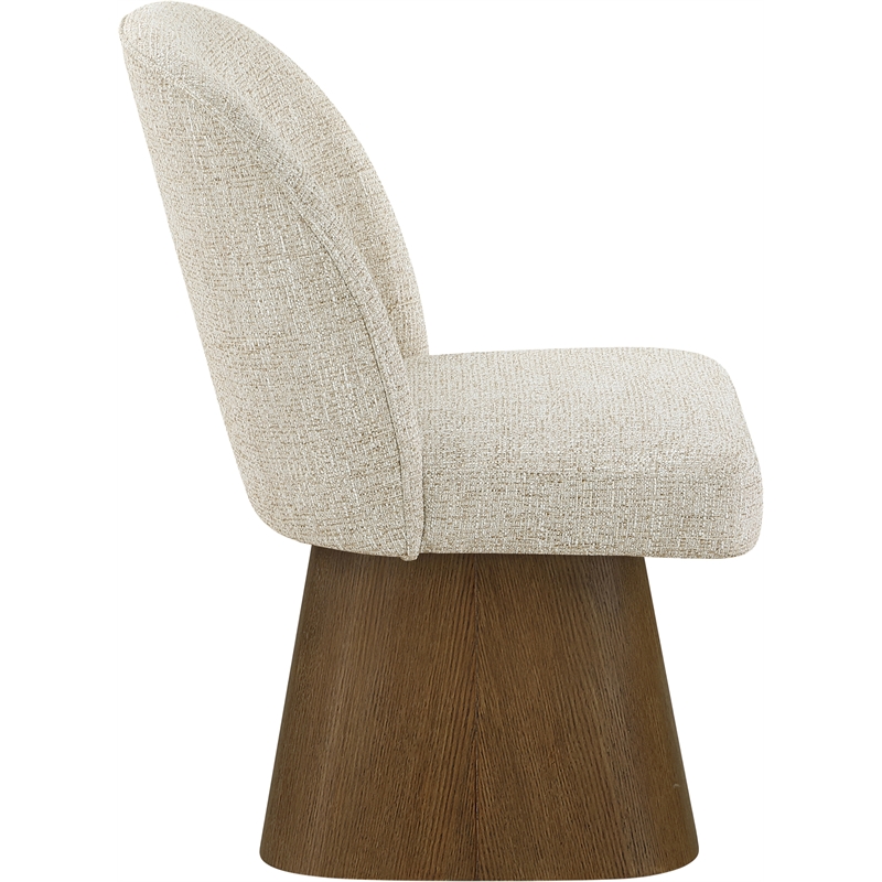 Meridian Furniture Marlowe Beige Linen Textured Fabric Swivel Dining Side Chair