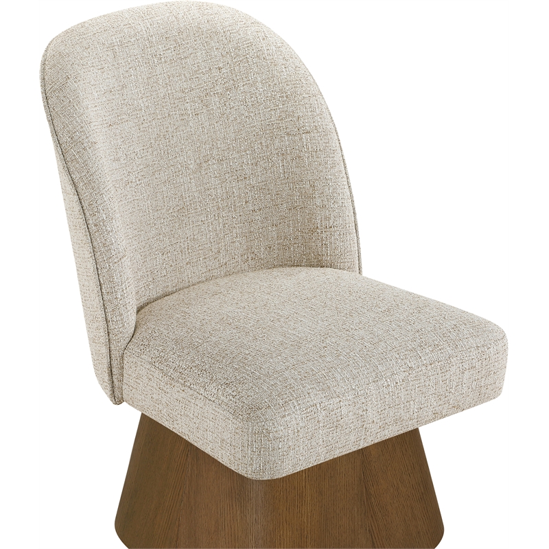 Meridian Furniture Marlowe Beige Linen Textured Fabric Swivel Dining Side Chair