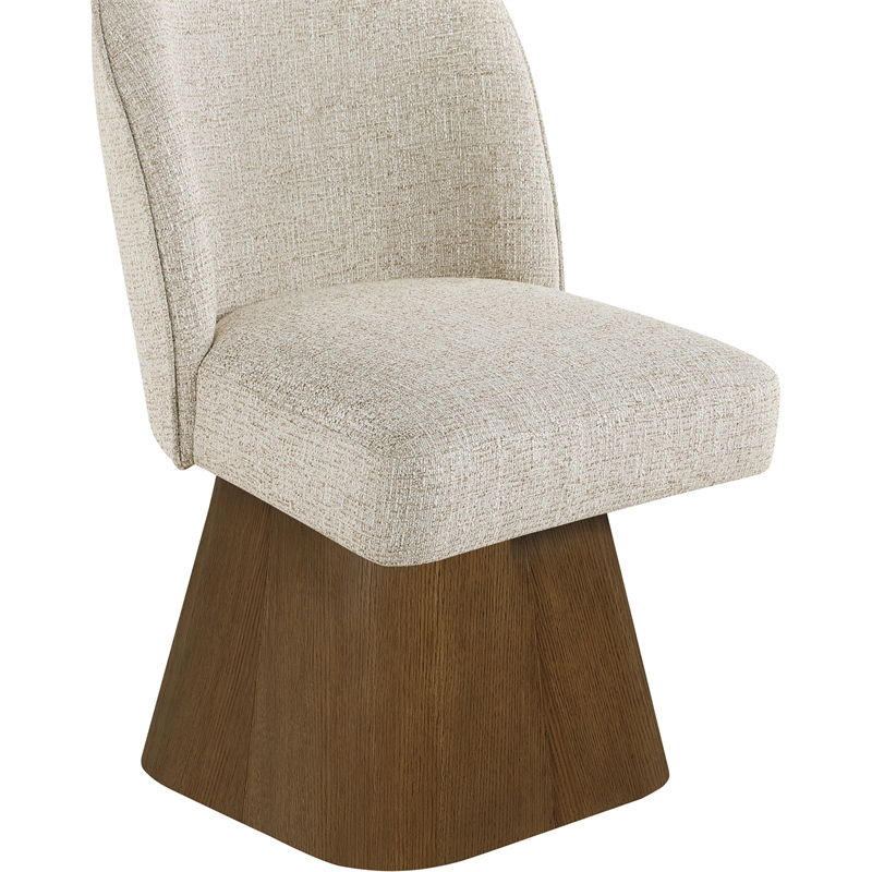 Meridian Furniture Marlowe Beige Linen Textured Fabric Swivel Dining Side Chair
